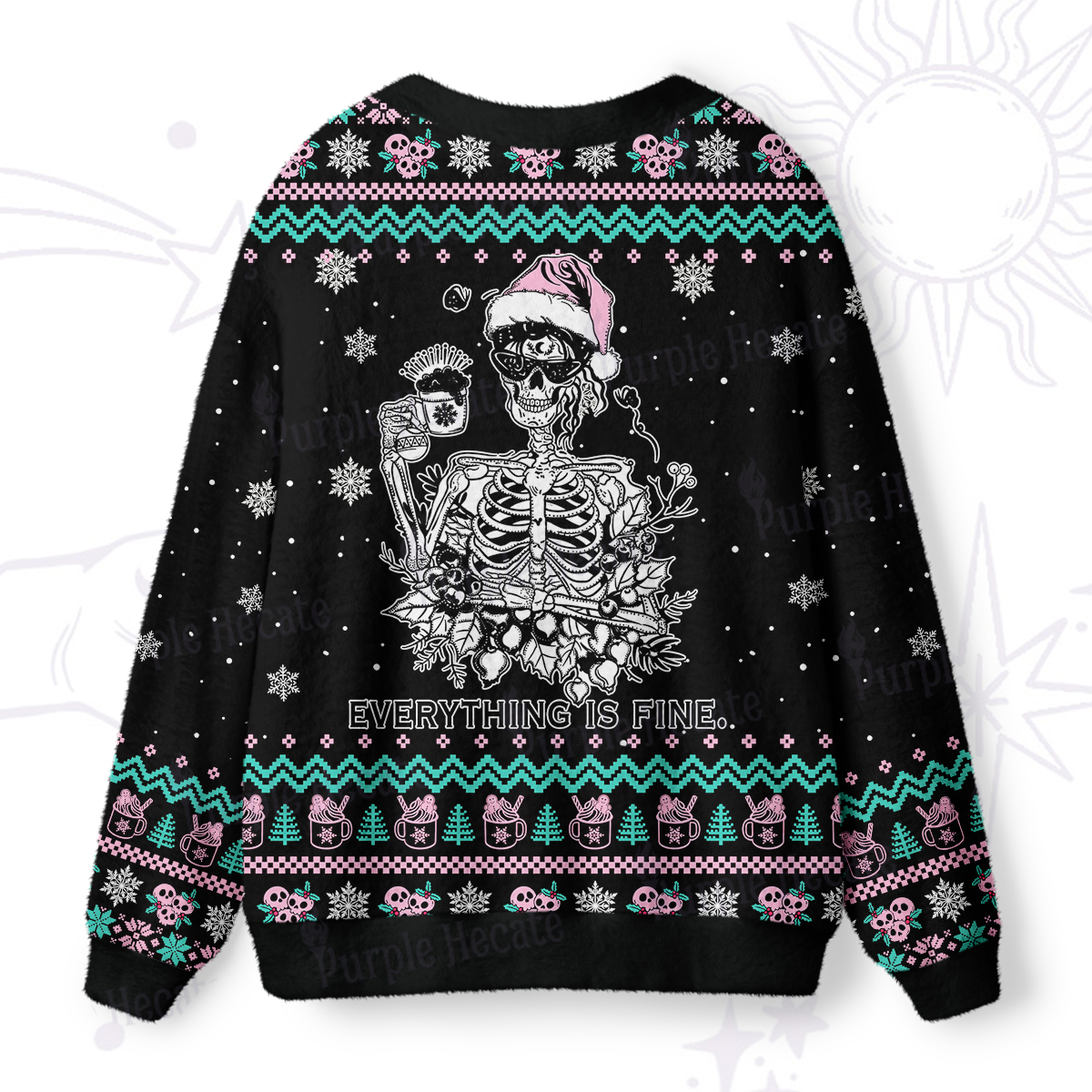 Purplehecate Everything Is Fine Christmas Ugly Cardigan Sweaters