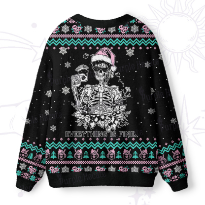 Purplehecate Everything Is Fine Christmas Ugly Cardigan Sweaters