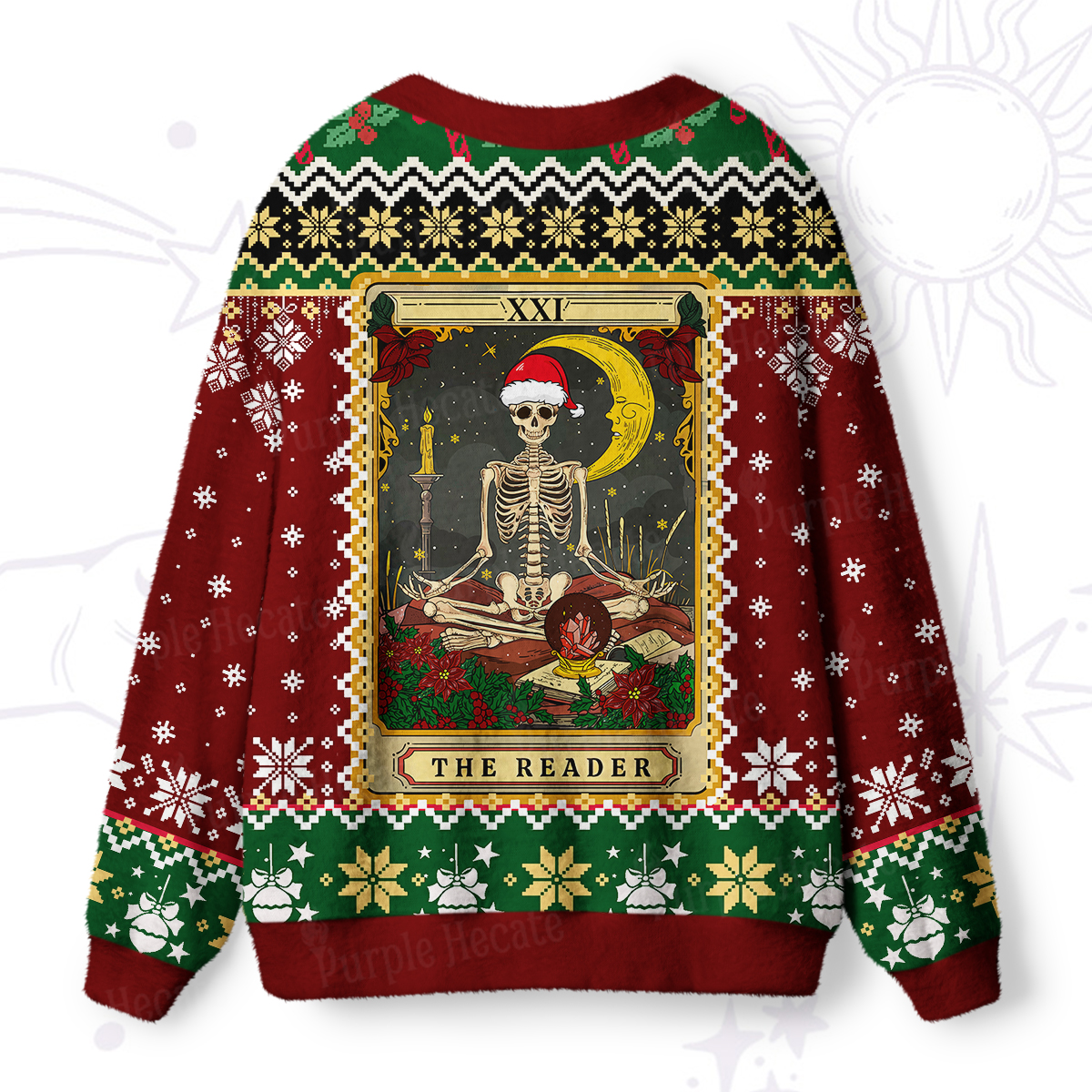 Purplehecate The Reader Tarot Christmas Ugly Cardigan Sweaters