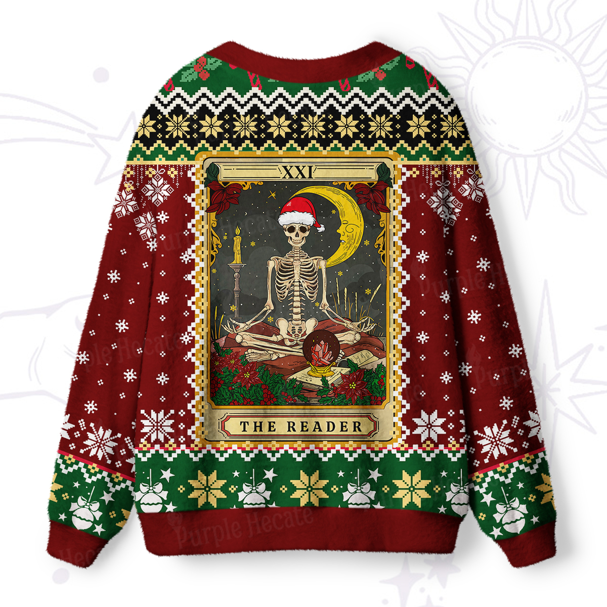 Purplehecate The Reader Tarot Christmas Ugly Cardigan Sweaters