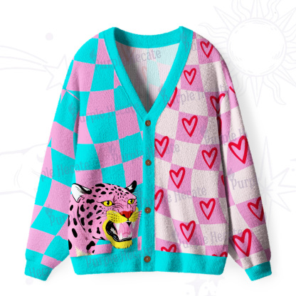 Purplehecate Savage Leopard Evil Eye Ugly Cardigan Sweaters
