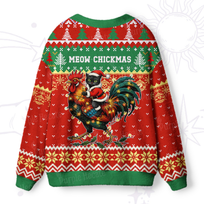 Purplehecate Meowy Chickenmas Ugly Cardigan Sweaters