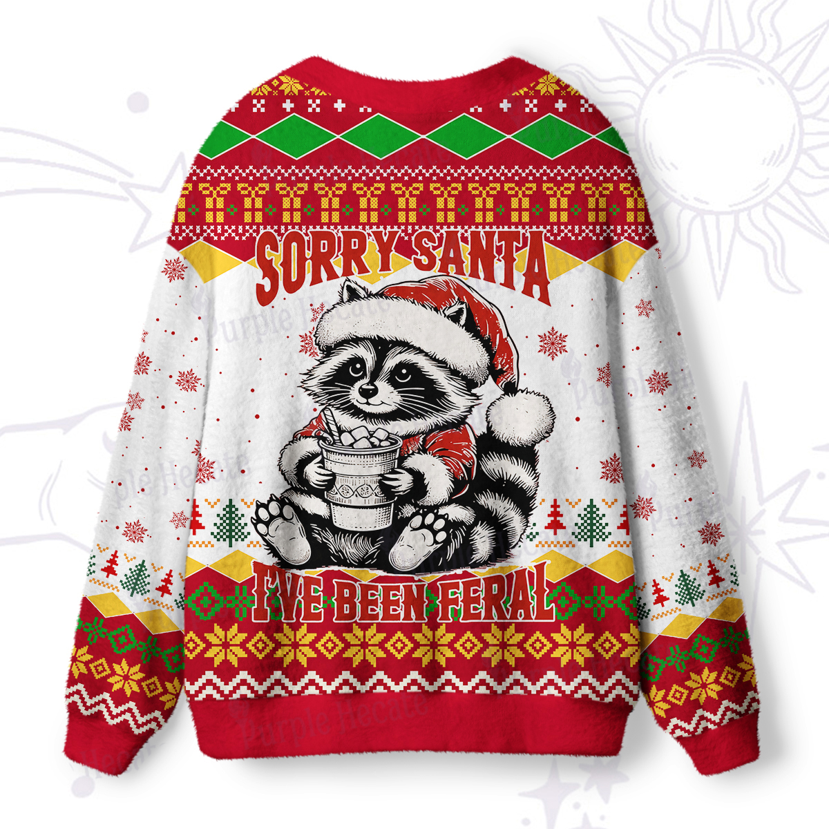 Purplehecate Sorry Santa I've Been Feral Christmas Ugly Cardigan Sweaters