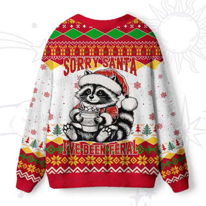 Purplehecate Sorry Santa I've Been Feral Christmas Ugly Cardigan Sweaters