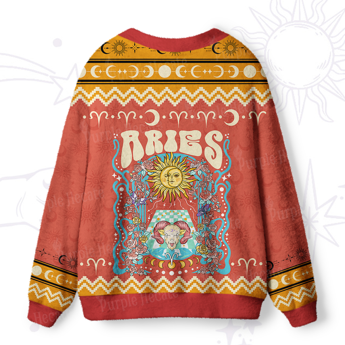 Purplehecate Aries Spirit Zodiac Ugly Cardigan Sweaters