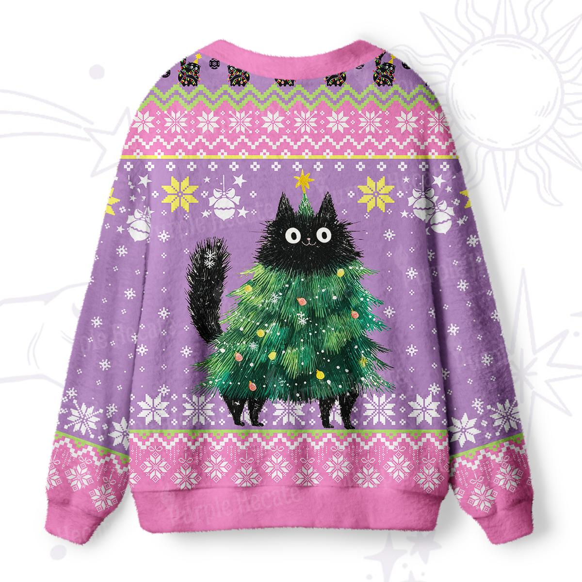 Purplehecate Funny Black Cat in Tree Ugly Cardigan Sweaters