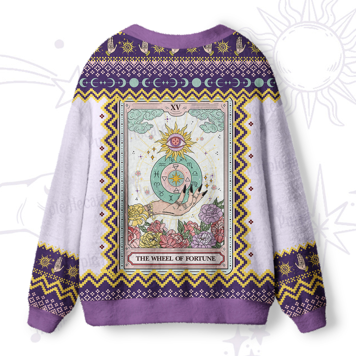 Purplehecate The Wheel of Fate Tarot Card Ugly Cardigan Sweaters