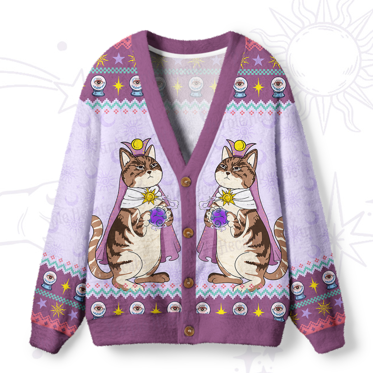 Purplehecate The High Priestess Cat Tarot Ugly Cardigan Sweaters