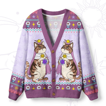 Purplehecate The High Priestess Cat Tarot Ugly Cardigan Sweaters