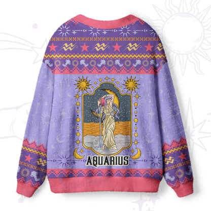 Purplehecate Aquarius Zodiac Ugly Cardigan Sweaters