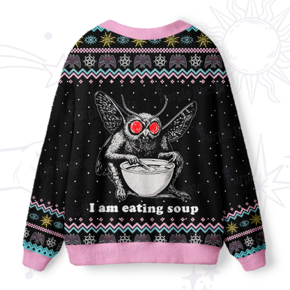 Purplehecate Mothman Eating Soup Ugly Cardigan Sweaters
