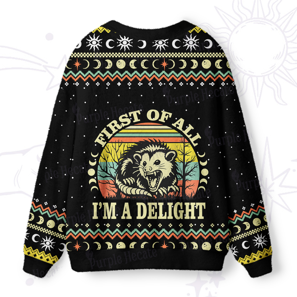 Purplehecate First Of All I'm A Delightful Opossum Ugly Cardigan Sweaters