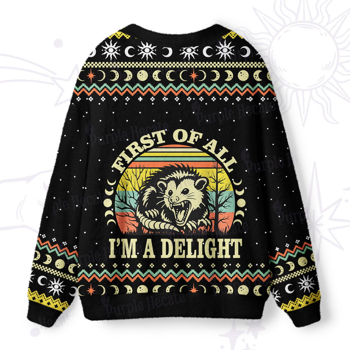 Purplehecate First Of All I'm A Delightful Opossum Ugly Cardigan Sweaters