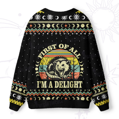 Purplehecate First Of All I'm A Delightful Opossum Ugly Cardigan Sweaters
