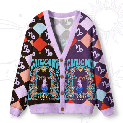 Purplehecate Capricorn Spirit Zodiac Ugly Cardigan Sweaters