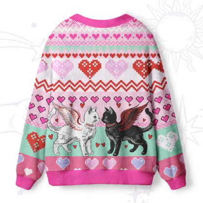 Purplehecate Angel & Demon Cats Ugly Cardigan Sweaters