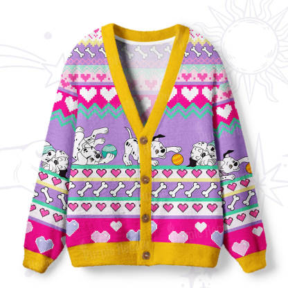 Purplehecate Dalmatian Playtime Ugly Cardigan Sweaters