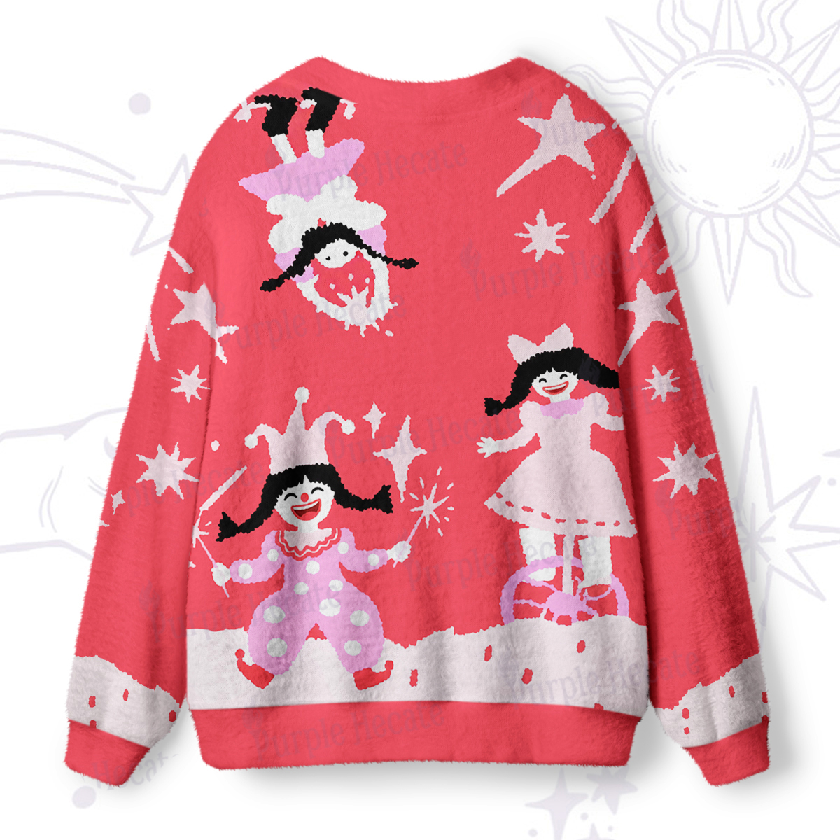 Purplehecate Joyful Circus Girl Ugly Cardigan Sweaters