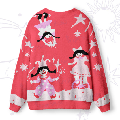 Purplehecate Joyful Circus Girl Ugly Cardigan Sweaters