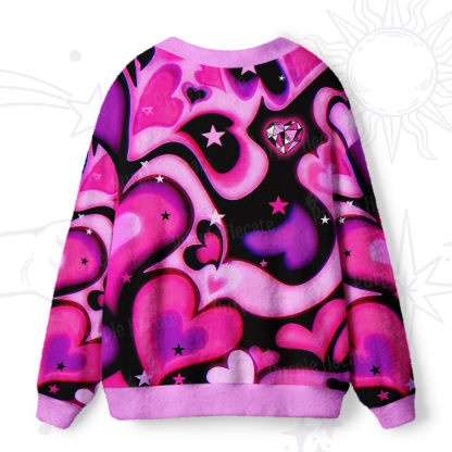Purplehecate Cosmic Hearts and Stars Ugly Cardigan Sweaters