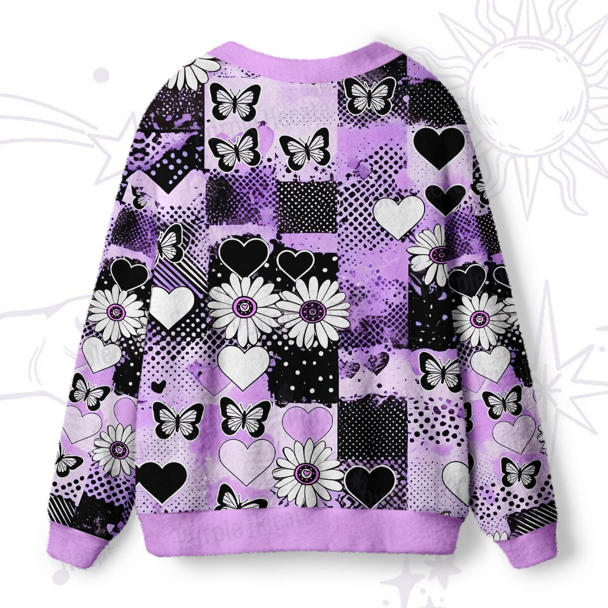 Purplehecate Purple Butterfly Romance Ugly Cardigan Sweaters