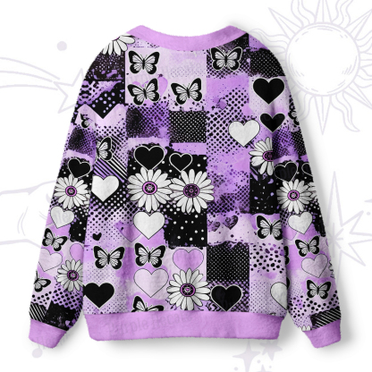 Purplehecate Purple Butterfly Romance Ugly Cardigan Sweaters