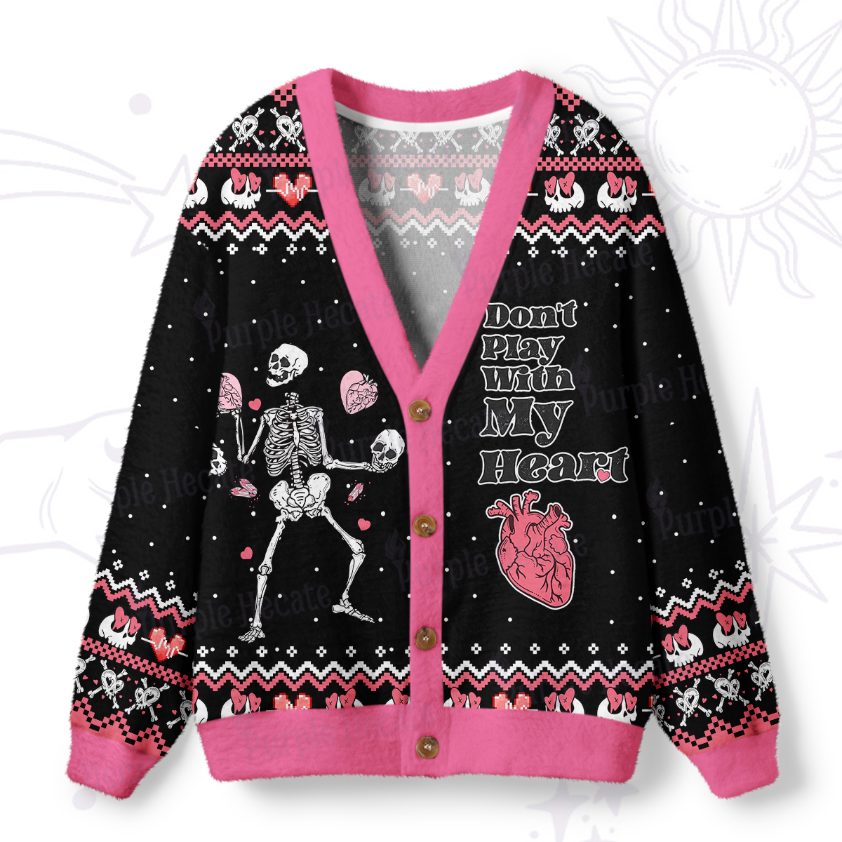 Purplehecate Don't Play With My Heart Ugly Cardigan Sweaters