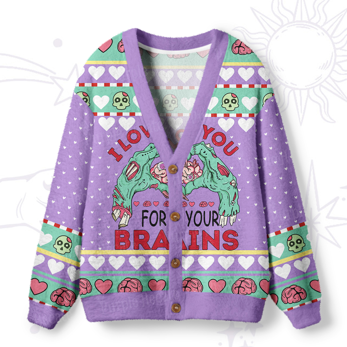 Purplehecate I Love You For Your Brains Ugly Cardigan Sweaters