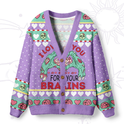 Purplehecate I Love You For Your Brains Ugly Cardigan Sweaters