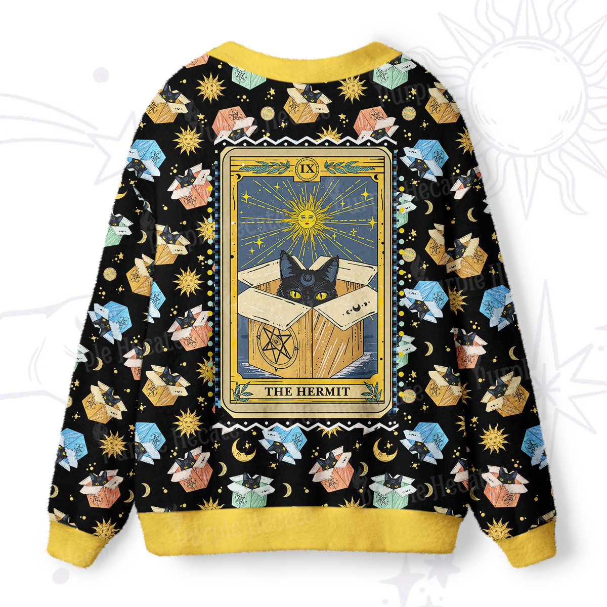 Purplehecate The Hermit Cat Tarot Card Ugly Cardigan Sweaters