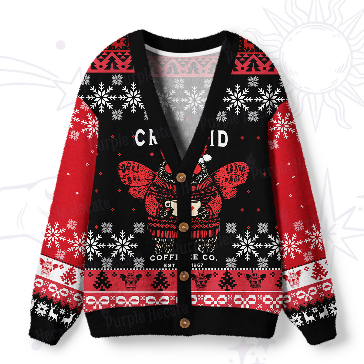 Purplehecate Holiday Monster Mug Ugly Cardigan Sweaters