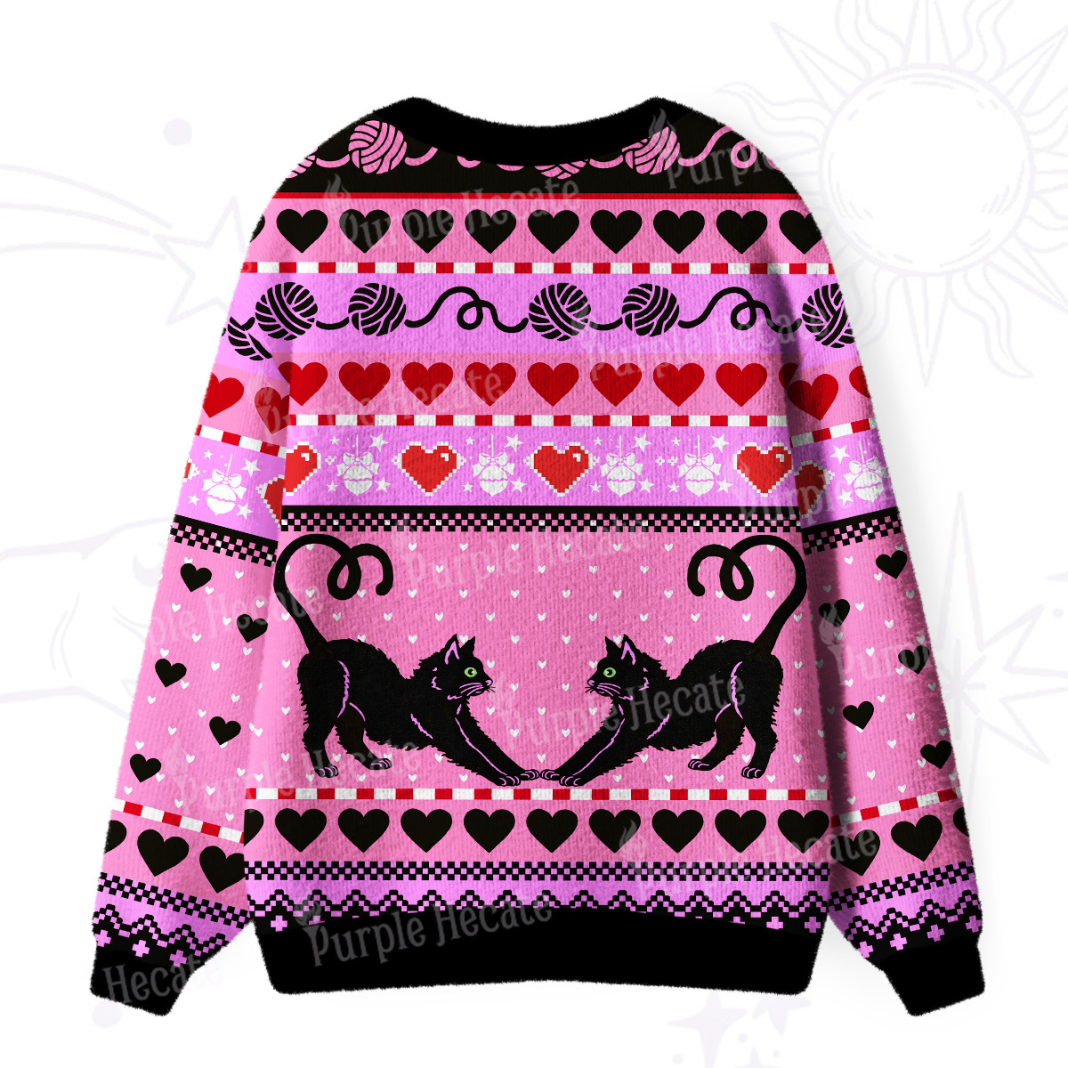 Purplehecate Sweet Black Cat Ugly Cardigan Sweaters