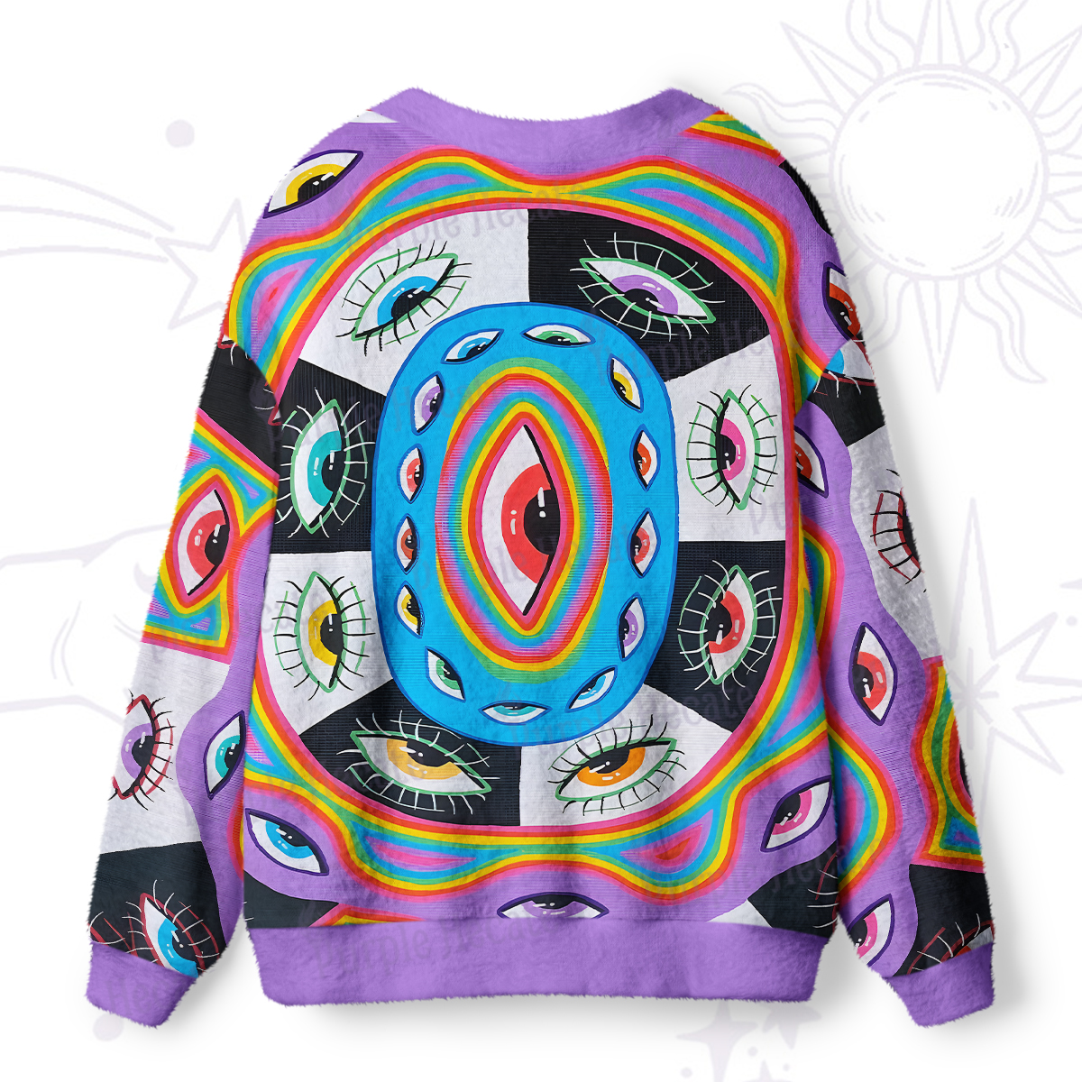 Purplehecate Cosmic Vision Kaleidoscope Ugly Cardigan Sweaters