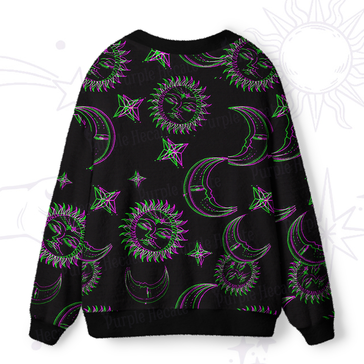 Purplehecate Neon Moon Magic Ugly Cardigan Sweaters
