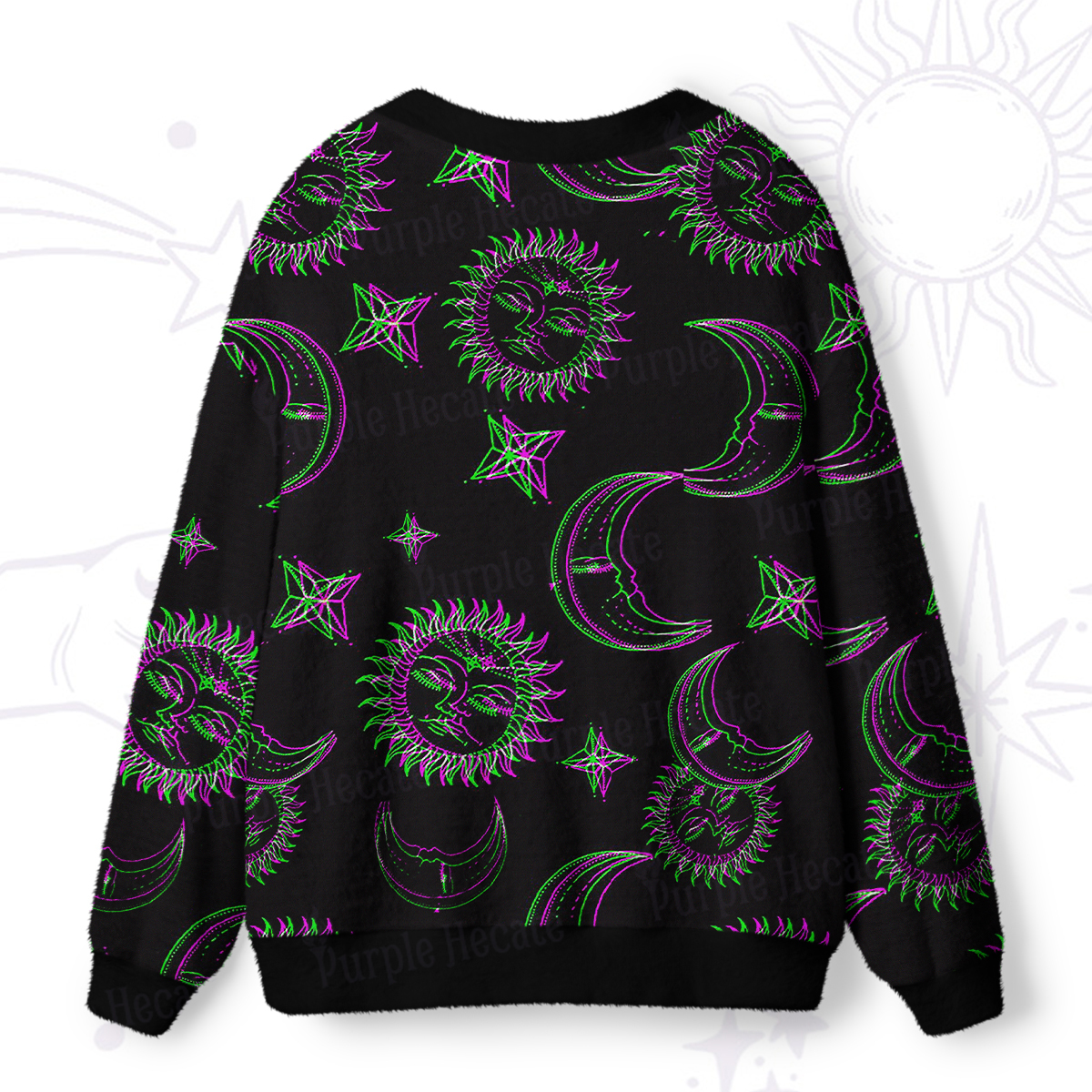 Purplehecate Neon Moon Magic Ugly Cardigan Sweaters