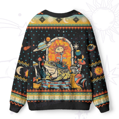 Purplehecate Frog and Mushroom Ugly Cardigan Sweaters