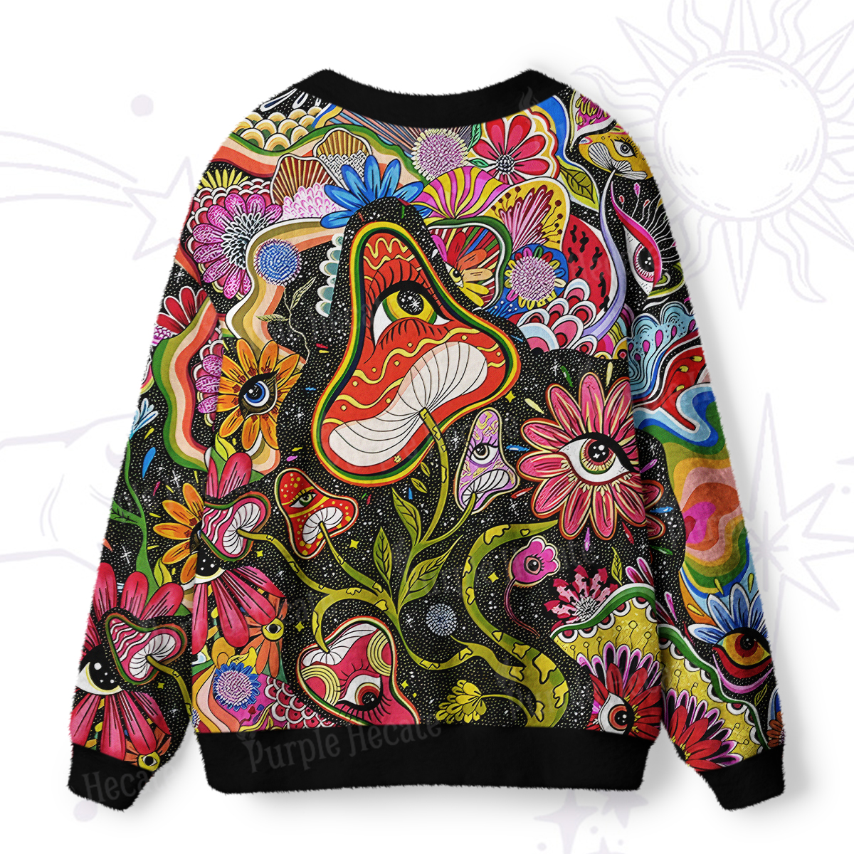 Purplehecate Psychedelic Floral Ocular Ugly Cardigan Sweaters
