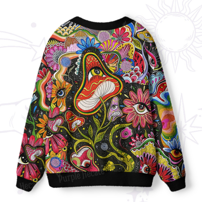 Purplehecate Psychedelic Floral Ocular Ugly Cardigan Sweaters