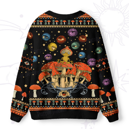 Purplehecate Mystical Mushroom Galaxy Ugly Cardigan Sweaters