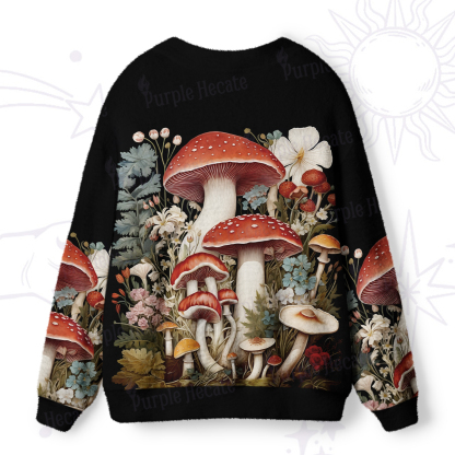 Purplehecate Whimsical Mushroom and Floral Ugly Cardigan Sweaters