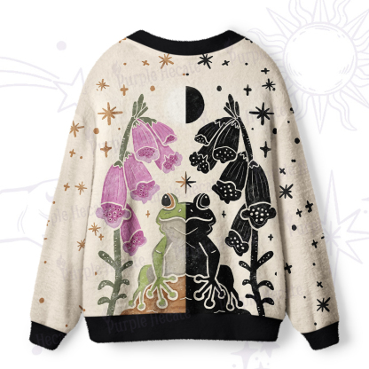 Purplehecate Dual-Tone Frog Garden Ugly Cardigan Sweaters