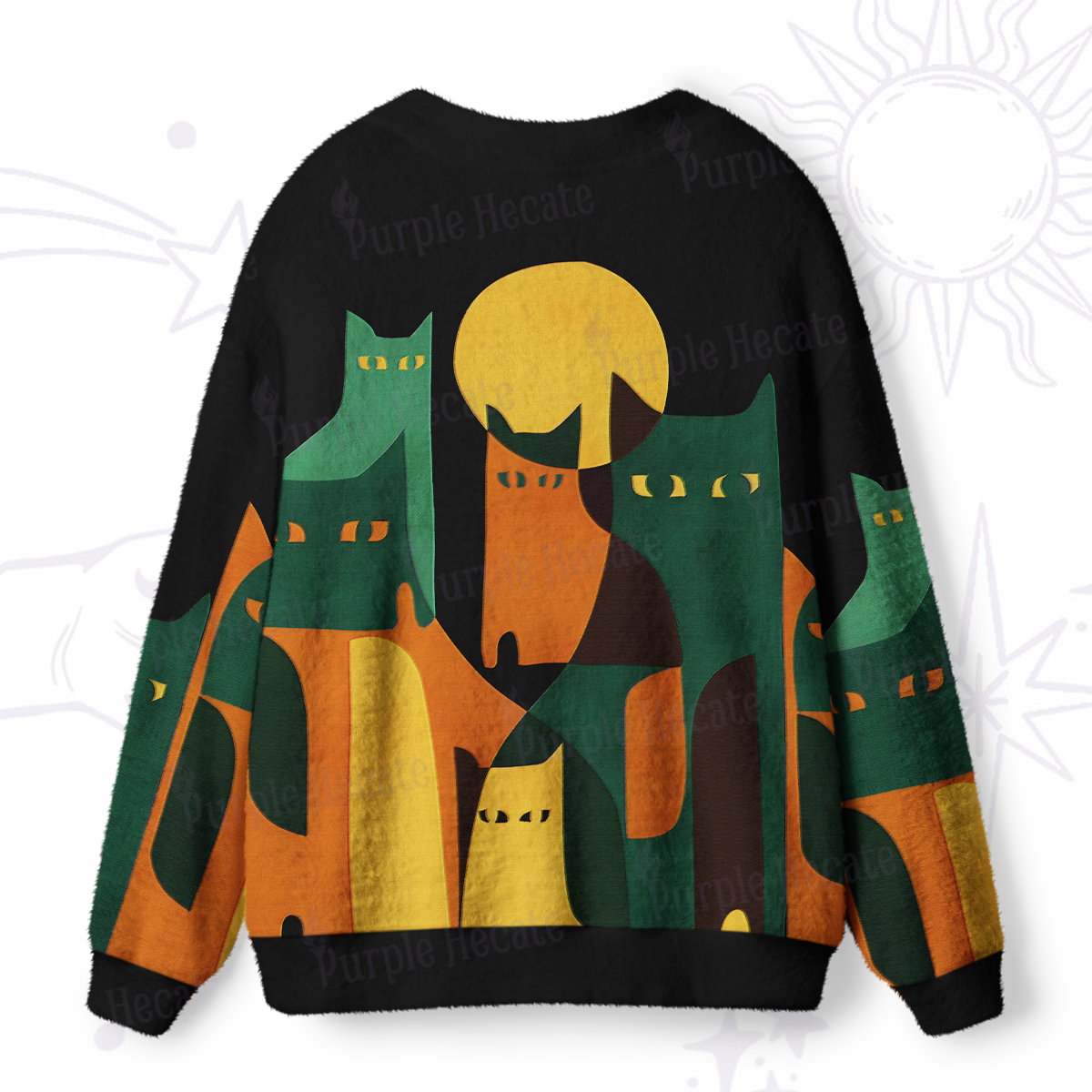 Purplehecate Geometric Cat Ugly Cardigan Sweaters