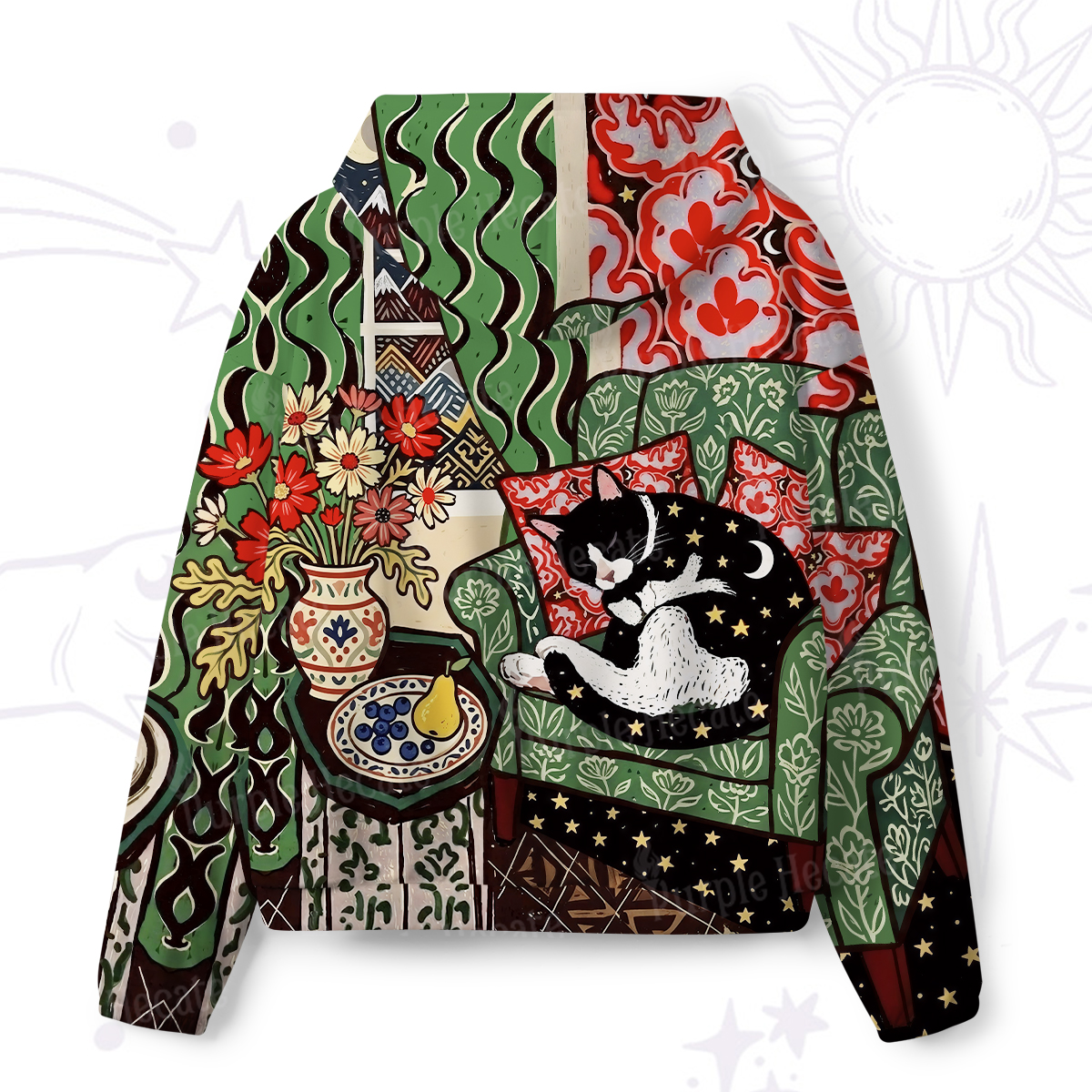 Purplehecate Nap Time Lazy Kitty All-Over Print Hoodie