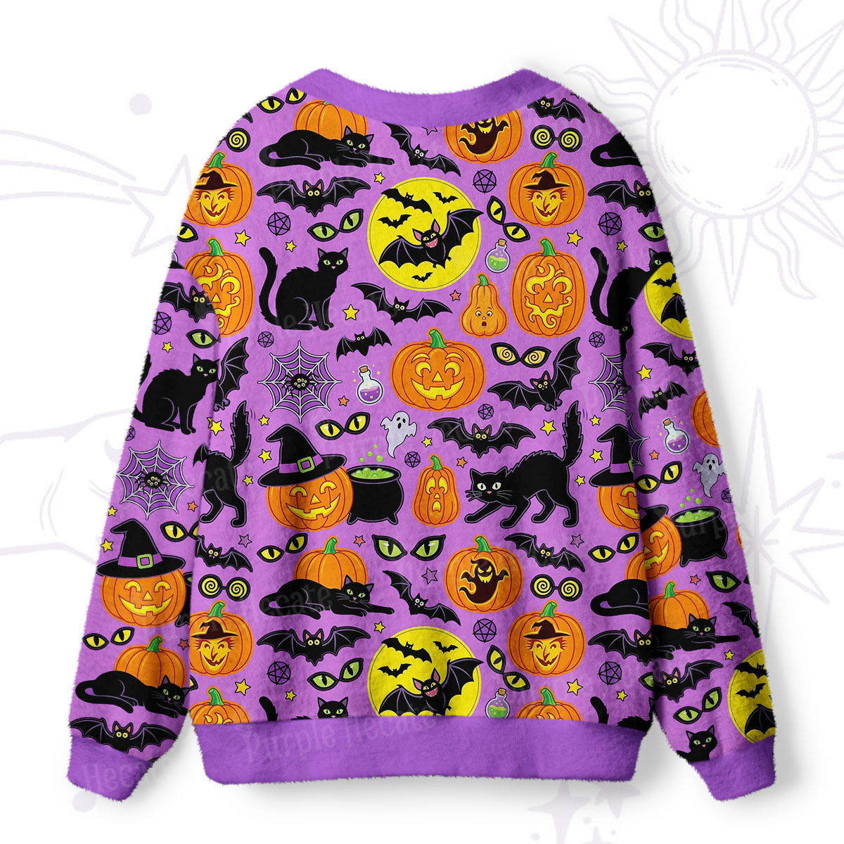Purplehecate Purple Fright Night Halloween Ugly Cardigan Sweaters