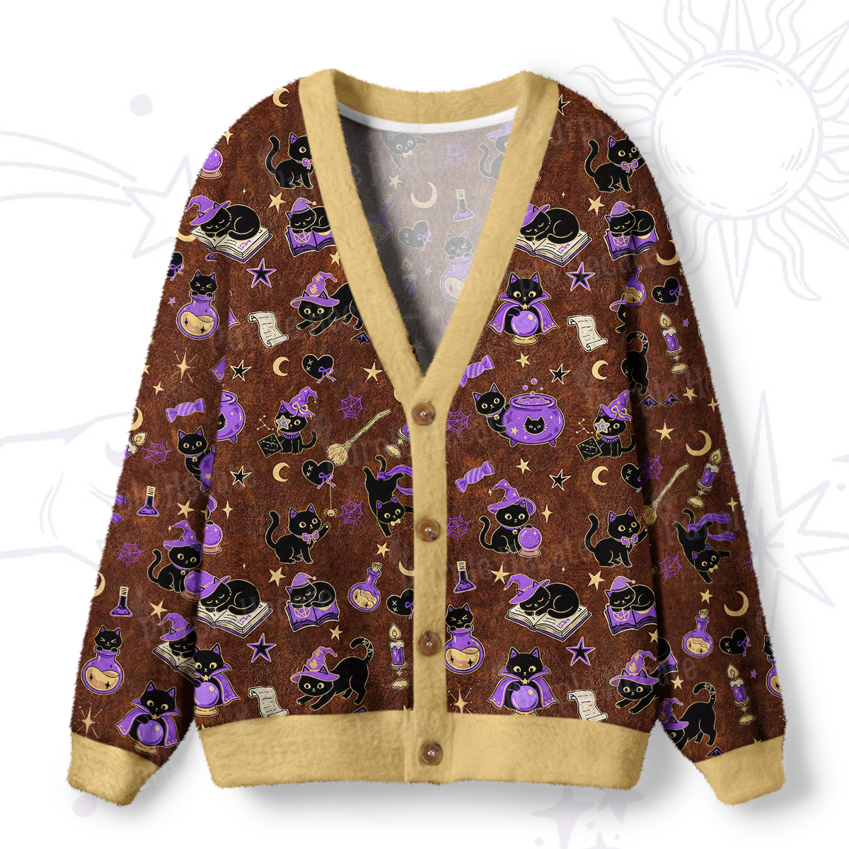 Purplehecate Black Cat Secrets Ugly Cardigan Sweaters