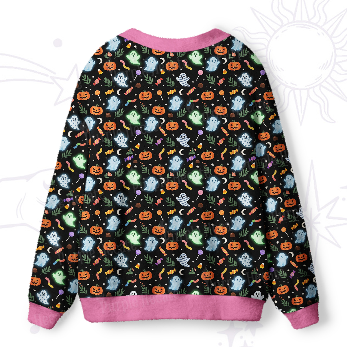 Purplehecate Adorable Ghost Night Parade Halloween Ugly Cardigan Sweaters