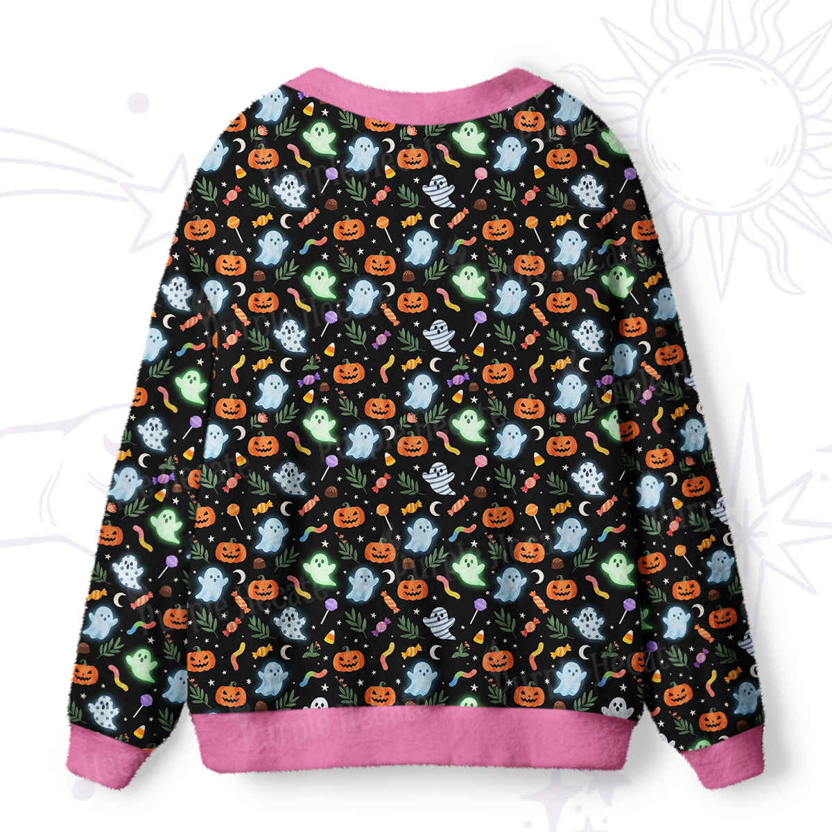 Purplehecate Adorable Ghost Night Parade Halloween Ugly Cardigan Sweaters