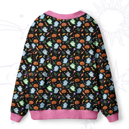 Purplehecate Adorable Ghost Night Parade Halloween Ugly Cardigan Sweaters