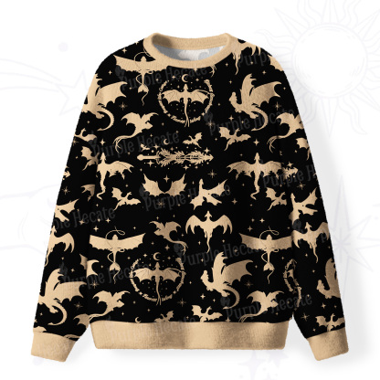 Purplehecate Fantasy Dragon Allover Fuzzy Ugly Sweatshirt