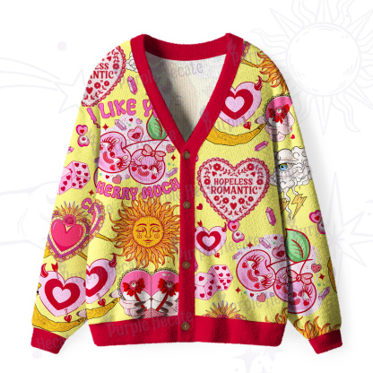 Purplehecate Hopeless Romantic Love Doodle Ugly Cardigan Sweaters